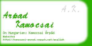 arpad kamocsai business card